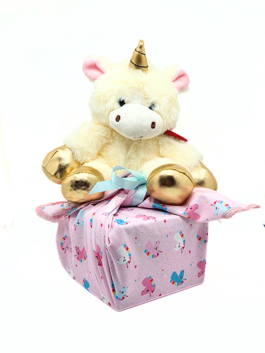 Giftwrappies Furoshiki - set van 2 doeken - Unicorn - herbruikbare cadeauverpakking - 30x30 en 50x50 cm - duurzaam - alternatief voor cadeaupapier