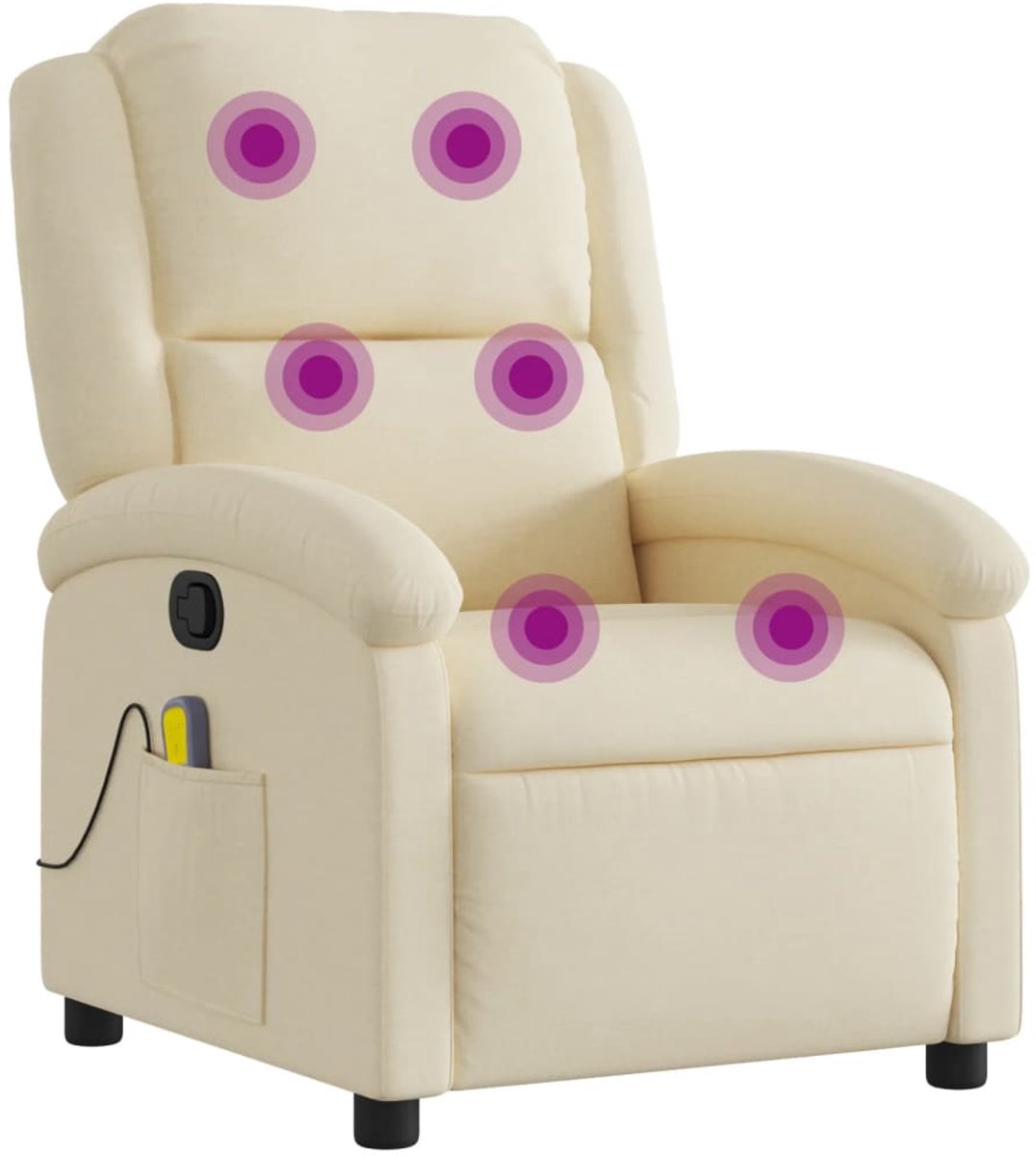 vidaXL Massagestoel - verstelbaar - stof - crèmekleurig