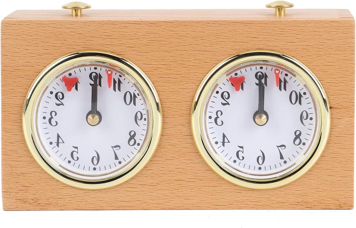 JHubers Goods - Schaakklok Analoge Timer - Retro Houten Competitie Timing - Hoge Nauwkeurigheid - Mechanisch Gereedschap - Verbeter je Schaakspel
