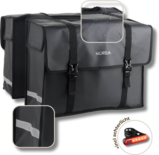 Sacoche de vélo double Morelia® 100% hydrofuge - 46 litres - sacoches de vélo pour Vélos électriques - Zwart