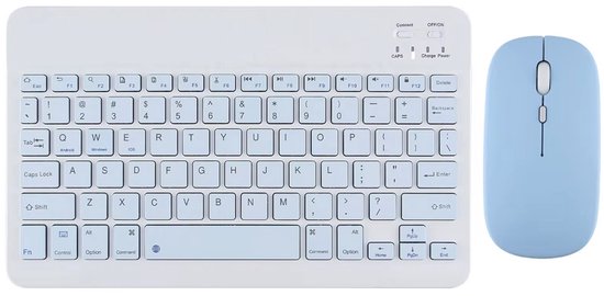 Foto: Draadloos toetsenbord en muis compatibel met pc tablet telefoon blauw