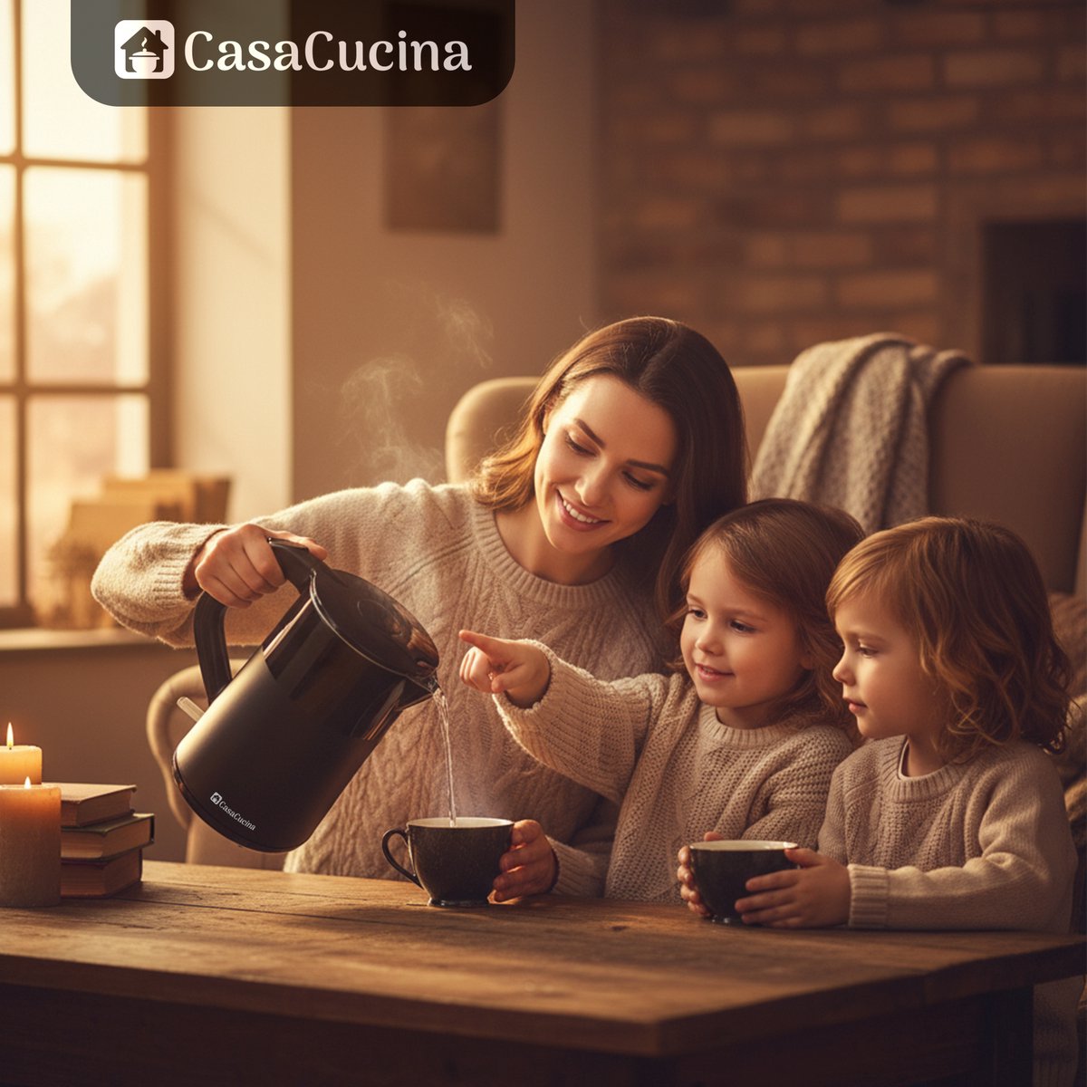 CasaCucina Waterkoker Dubbelwandig - 2200W - Elektrisch - 1.7L - Retro - Met LED - RVS - Cool-touch - Zwart — afbeelding 6