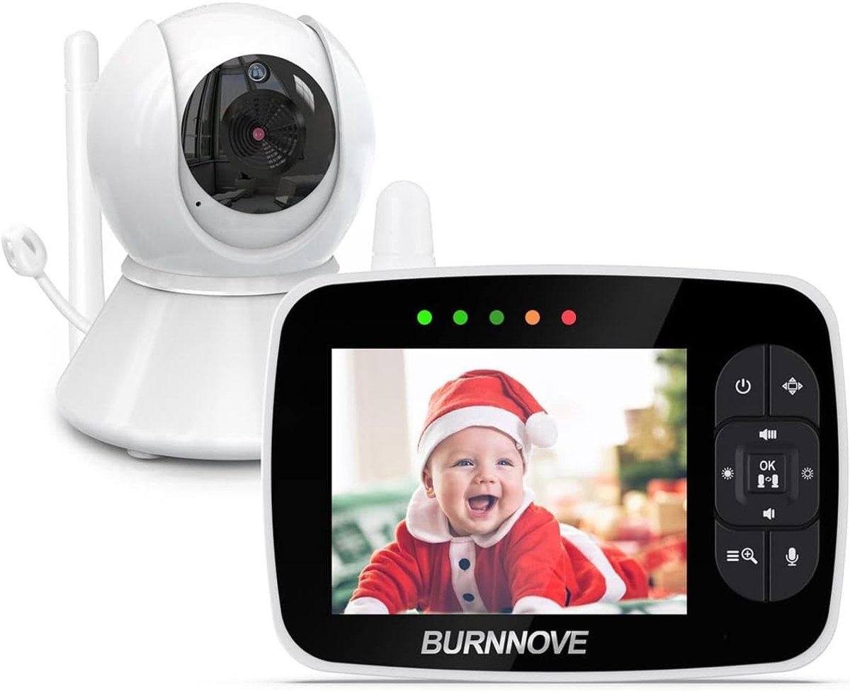 Babyfoon met Camera en HD-Scherm - 355° Pan-Tilt, Nachtzicht, Tweeweg-Audio, Temperatuuralarm en Slaapliedjes