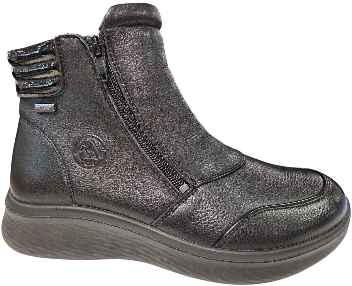 G Comfort Zwarte Leren Enkellaarsje Dames - Zwart - 38