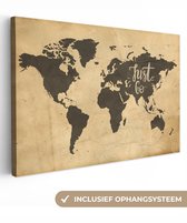 Peintures Toile Wereldkaart - Just Go - Vintage - 150x100 cm - Décoration murale
