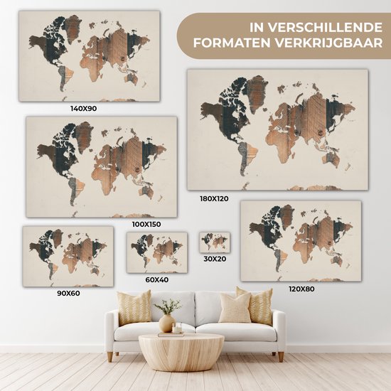 Wereldkaart avec motif de bois sur fond rose | Wereldkaart en bois 60x40 cm