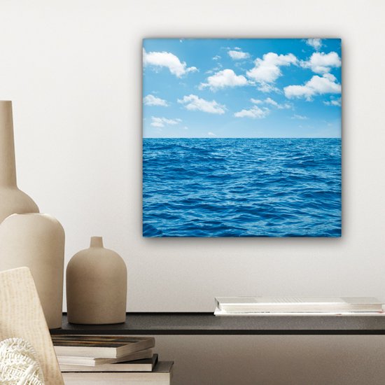 Peintures sur toile Mer - Nuages - Blauw - 20x20 cm - Décoration murale