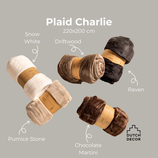 Dutch Decor - CHARLIE - plaid 200x220 cm - extra grote fleece deken - effen kleur - Chocolate Martini - bruin