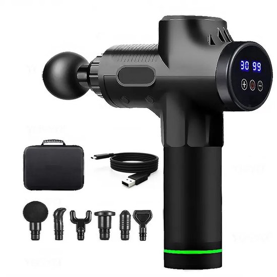 TrendWave Massage Gun Draadloos Zwart met 6 Opzetstukken - TrendWave - €84,95
