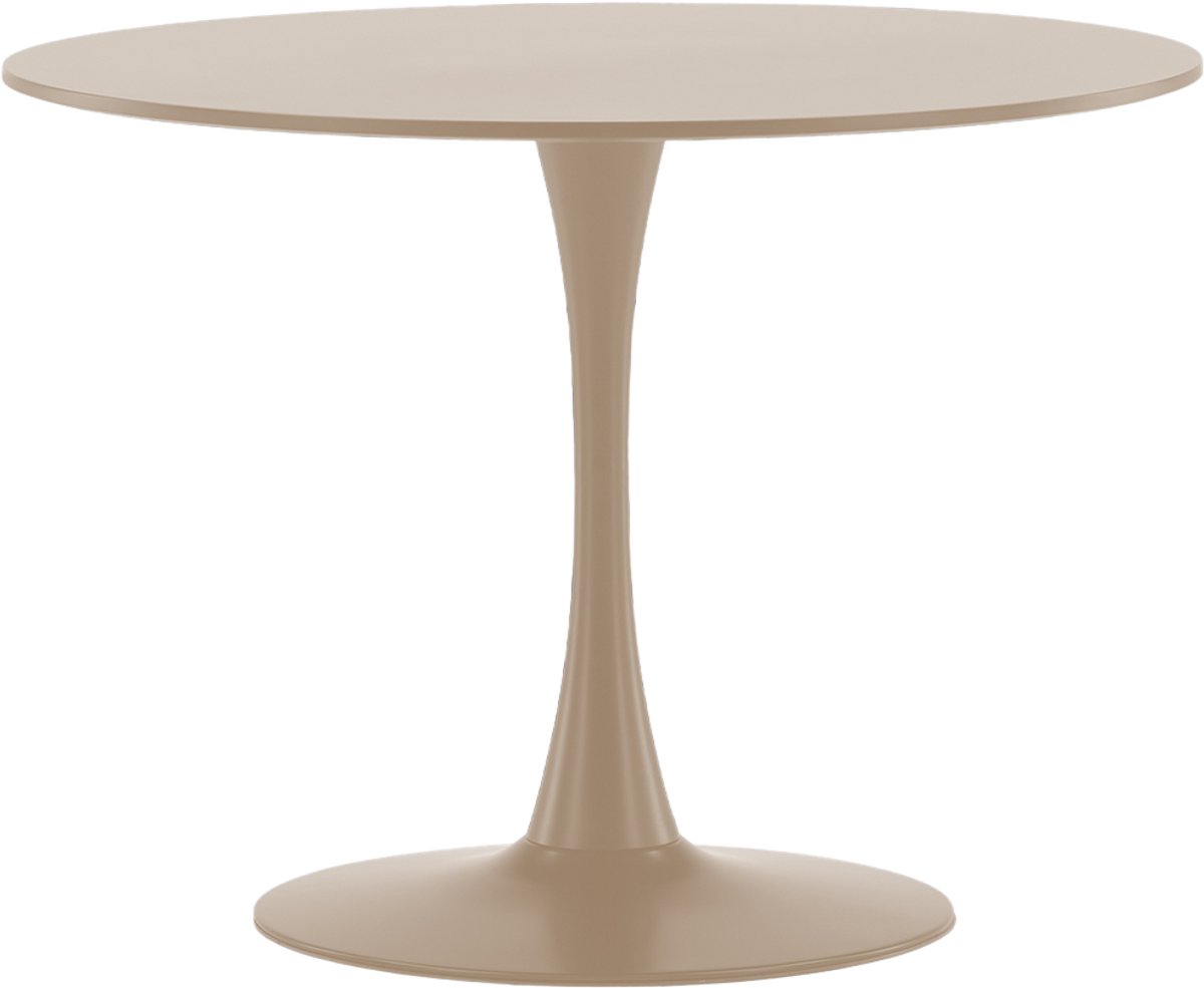 Nest living Amy Houten Eettafel Beige - Centrale Tafelvoet van Metaal - 4 Personen - Industrieel - Ø100 cm