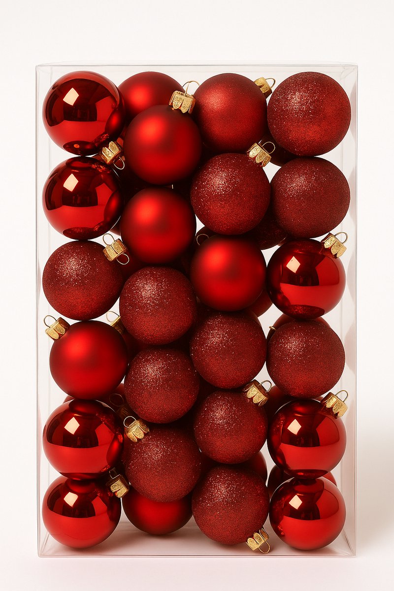 Shatterproof rode kerstballen van Elvior - set van 30 stuks (6cm) - Onbreekbare kerstdecoratie.