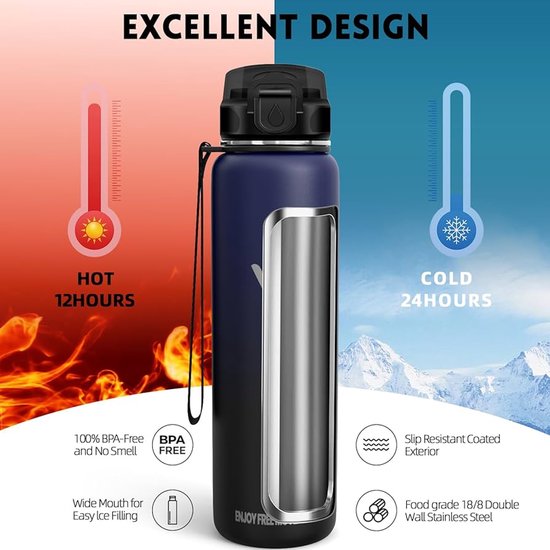 Esbit Thermos Flask, 1 l, Stainless Steel, BPA-Free, Black