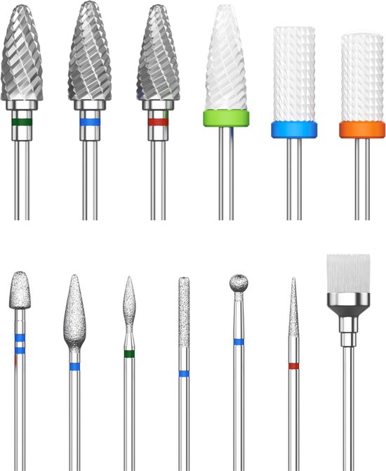 Beeperfect® Bit set voor elektrische nagelvijl - 13 delige set - Keramisch & Tungsten bitjes