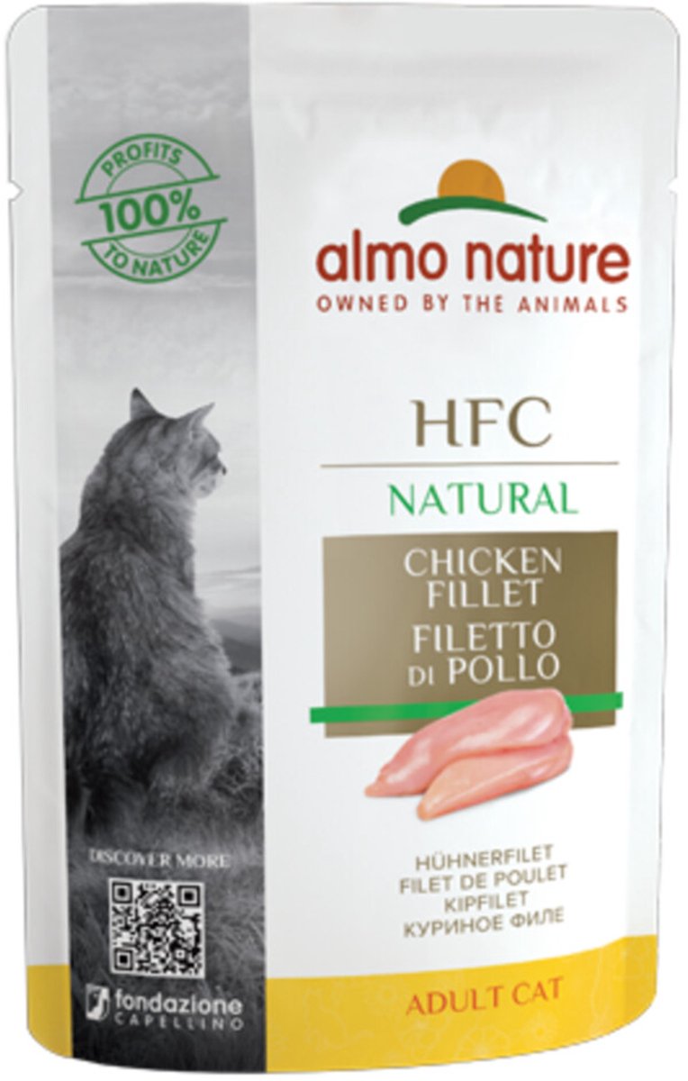 Almo Nature HFC Natural Kattenvoer Nat Maaltijdzakje Kipfilet - 48 x 55 gr - Voordeelverpakking