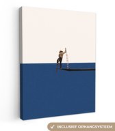 Toile - Abstrait - Bateau - Mer - Texte - Chapeau - Abstrait - 60x80 cm - Canvasdoek - Peinture sur toile