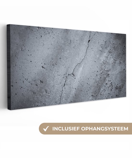 Toile Peinture Béton - Grijs - Fissure - 80x40 cm - Décoration murale