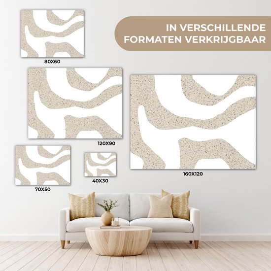 Tableau sur toile 80x60 cm - Décoration murale abstraite - Terrazzo - Design - Beige - Décoration murale salon - Décoration chambre - Accessoires de décoration - Peintures sur toile