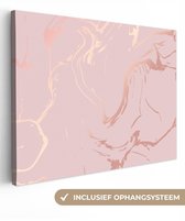 Tableau sur toile 120x90 cm - Décoration murale effet marbre - Or rose - Lignes - Décoration murale murale salon - Décoration chambre - Accessoires de décoration - Peintures sur toile