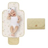 Baby Verschoonmatje Groot 87x47 cm – Licht olijfgroen / Groenbeige met jungleprint - Mag in de wasmachine