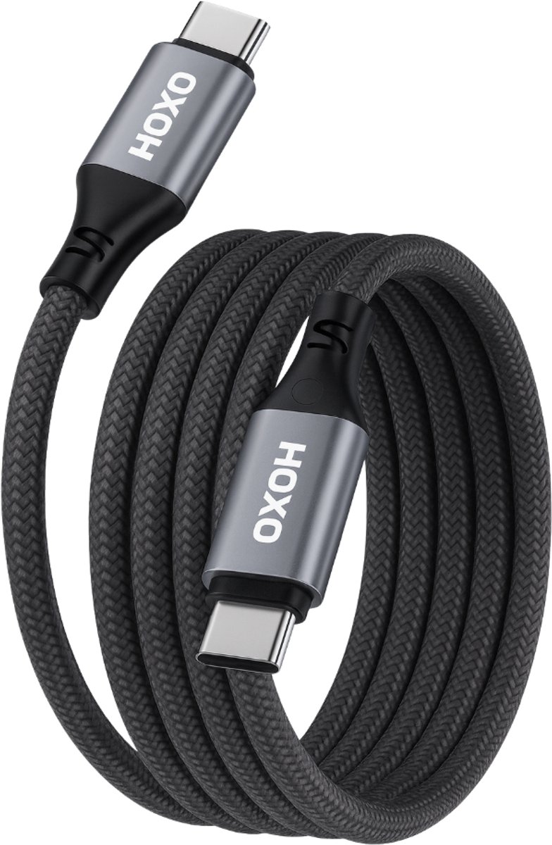 USB C Kabel 60W - USB C naar USB C - 1 Meter - Snellader - USB Kabel - Magnetisch - Zwart