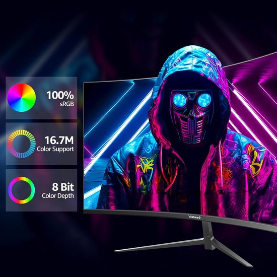 32 inch Gaming Monitor 240Hz met Full HD 1080P en 1800R Curved Design van Merkloos — afbeelding 2