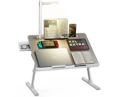 Azomor® Verstelbare laptoptafel met LED-lamp en opbergruimte voor thuis en kantoor