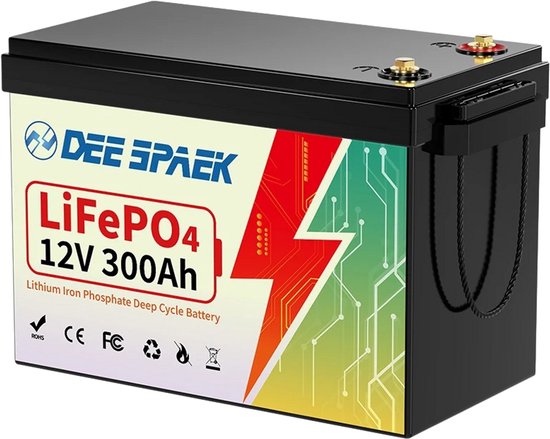 Lynly - 12V 300Ah LiFePO4 lithiumbatterij met 200A - lifepo4 accu - camper - hoge energie dichtheid - zonne-energie systemen