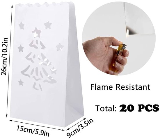 Encham Papieren Lantaarns 15 Cm – 20 Stuks Met 20 Warmwitte Ballonlichtjes – Voor Feesten, Bruiloften En Tuindecoratie