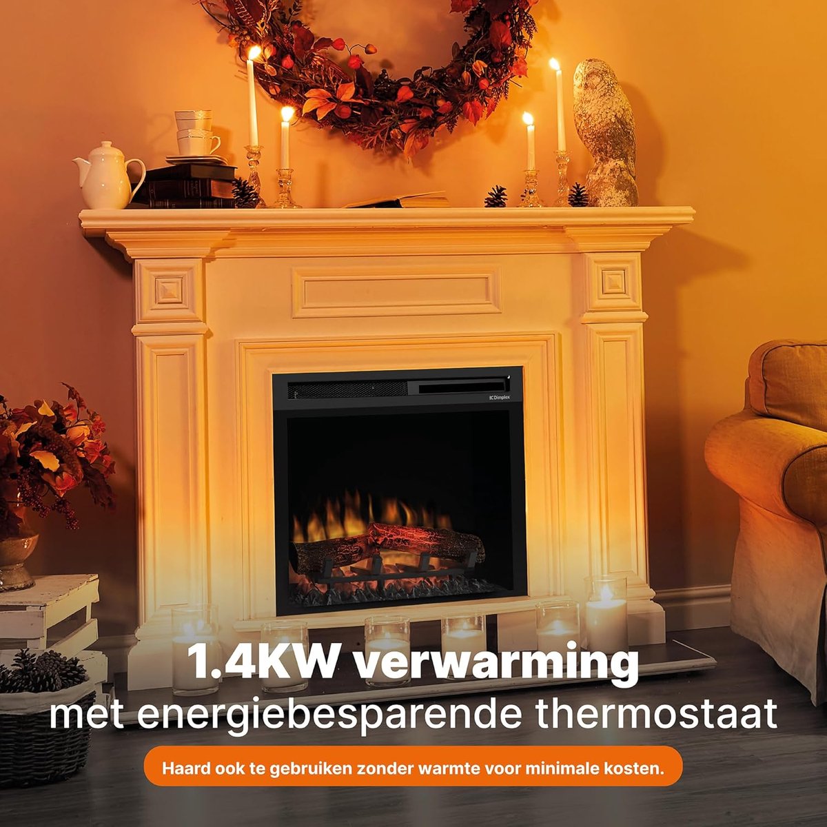 Luxe Inbouw Elektrische Haard – 26" LED Firebox 1400W – Realistisch Optiflame Vlameffect – Met Verwarming, Timer & Afstandsbediening – Zwart – Stil & Energiezuinig Design HomeByNicole