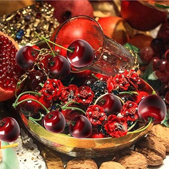Neuhaus Decor 100 stuks rode kersen, kunstfruit Neuhaus Decor 100 stuks rode kersen, kunstfruit