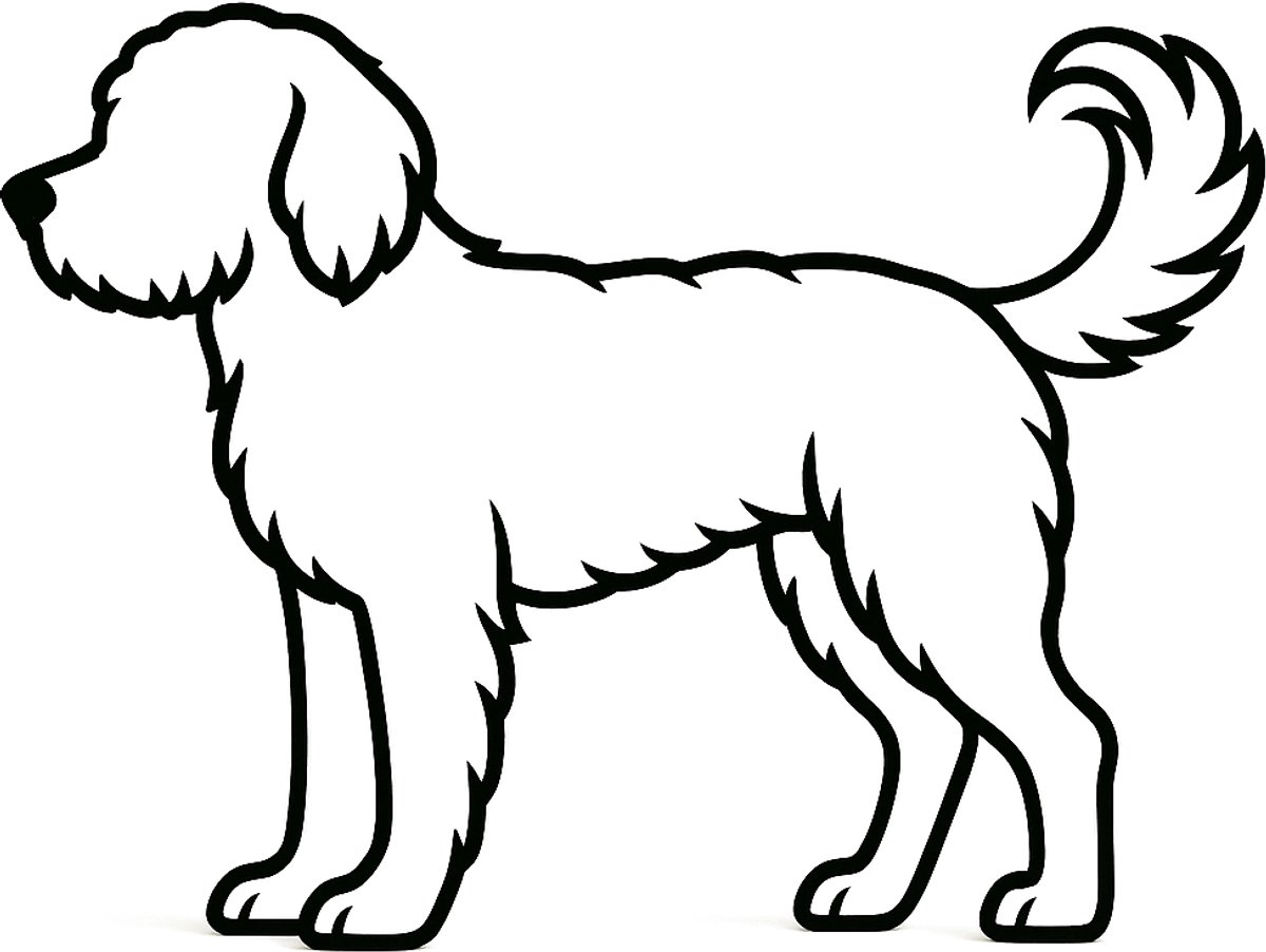 Labradoodle - hondenbeeldje - zwart - 24 cm hoog