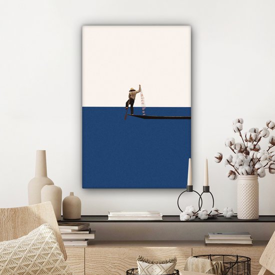 Canvas - Abstrait - Boot - Mer - Texte - Chapeau - Abstraite - 60x90 cm - Canvasdoek - Tableau sur toile
