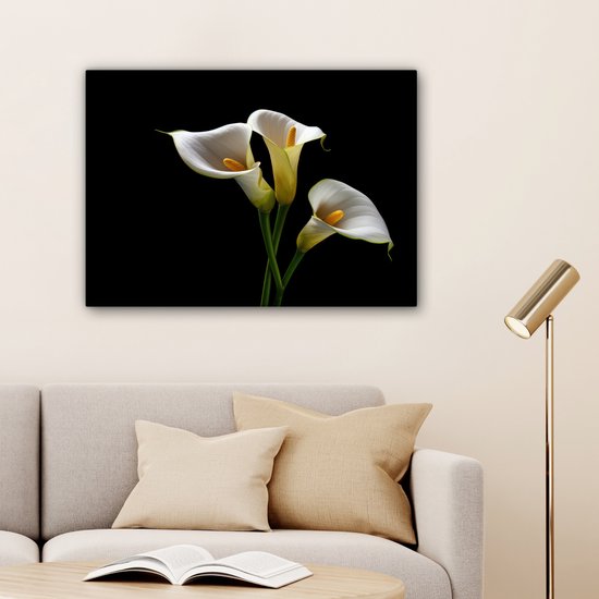 Canvas schilderij 80x60 cm - Wanddecoratie Planten - Bloemen - Wit - Natuur - Botanisch - Muurdecoratie woonkamer - Slaapkamer decoratie - Kamer accessoires - Schilderijen op canvas