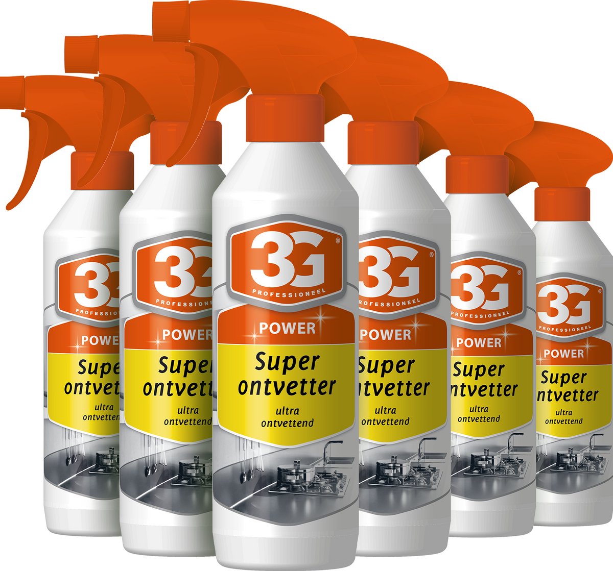 6x 3G Professioneel Power Super ontvetter - Ontvetter - Keukenreiniger - Krachtige Reiniger - Vette Aanslag - Fornuis Reiniger - Ovenreiniger - 6-Pack