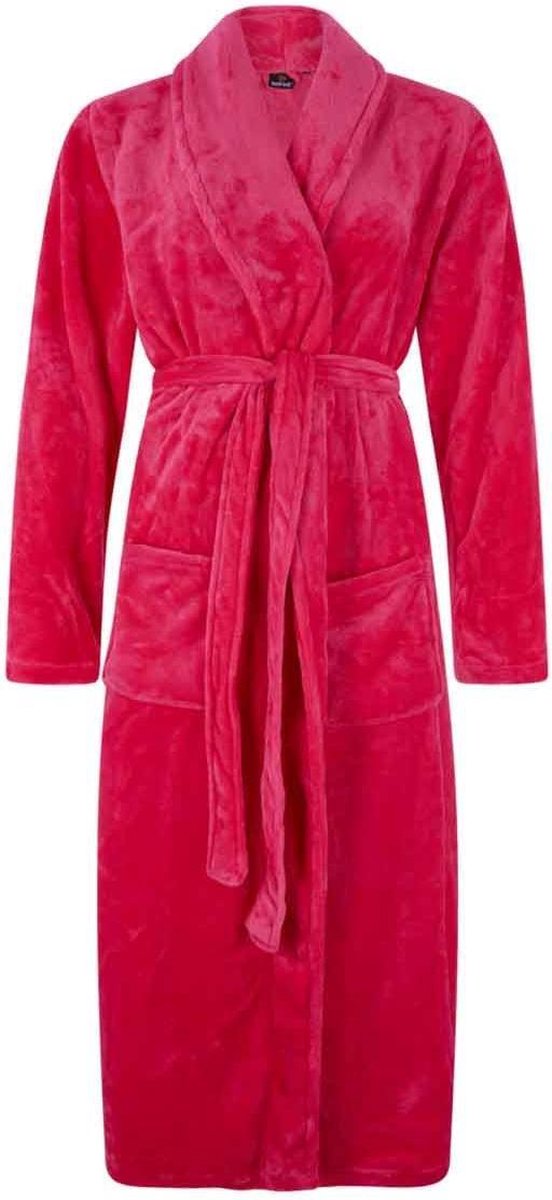 Badrock roze badjas XL/XXL - fleece badjas dames - sjaalkraag