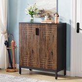 Meuble à chaussures Tribesigns – Étagère à chaussures à 5 niveaux – 80 x 38 x 95 cm – Meuble à chaussures avec 2 Portes et Planches réglables – Bois – Marron