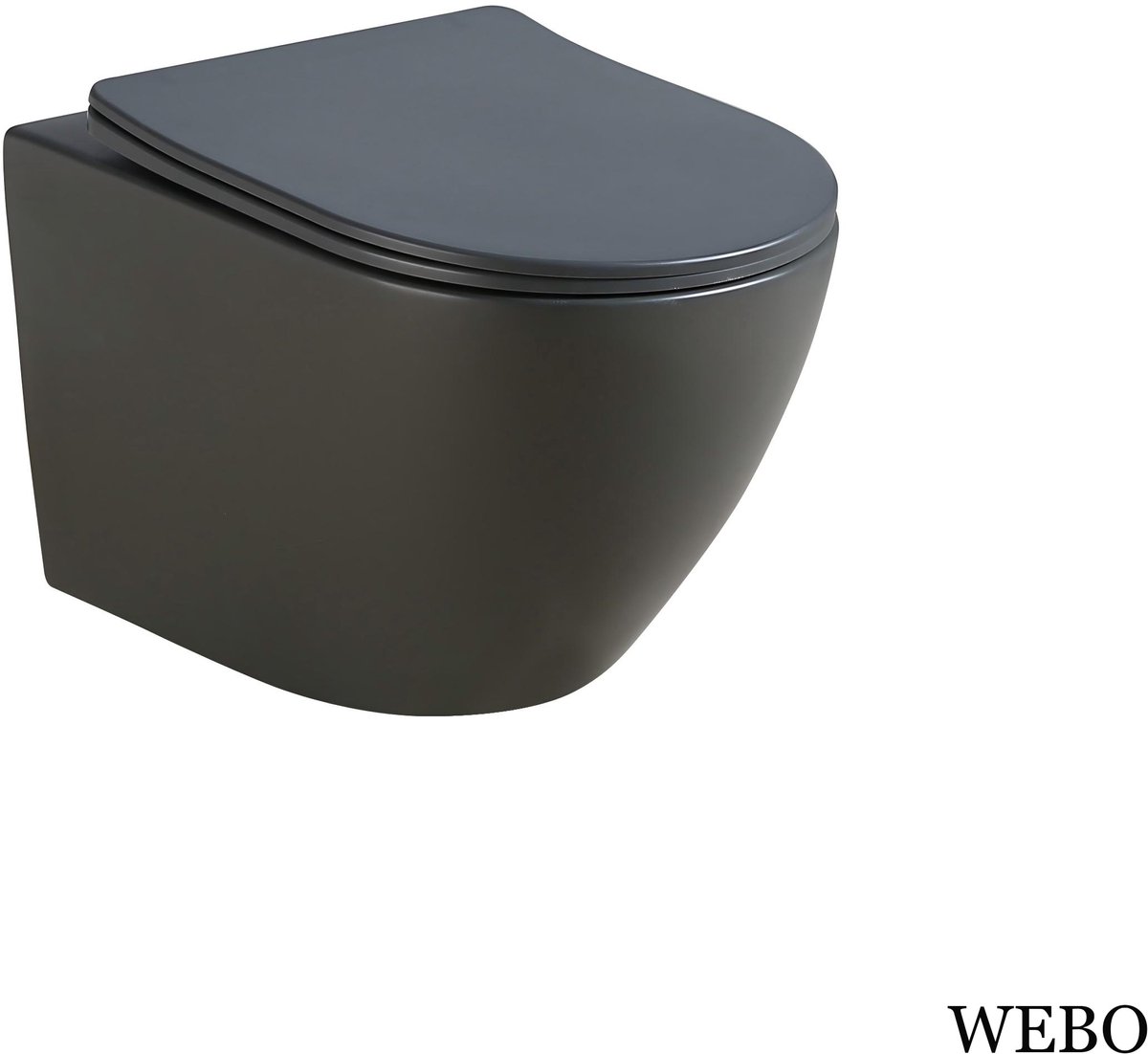 WEBO Odin Toilet Hangend Gun Metal Randloos – Kwaliteit & Design (Inclusief zitting)