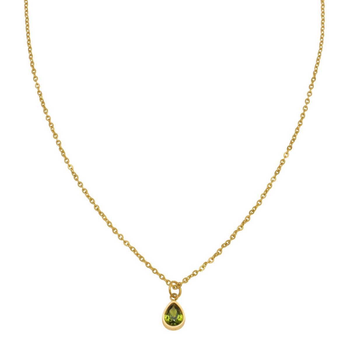 Essenza Light Green Drop Charm Necklace Gold