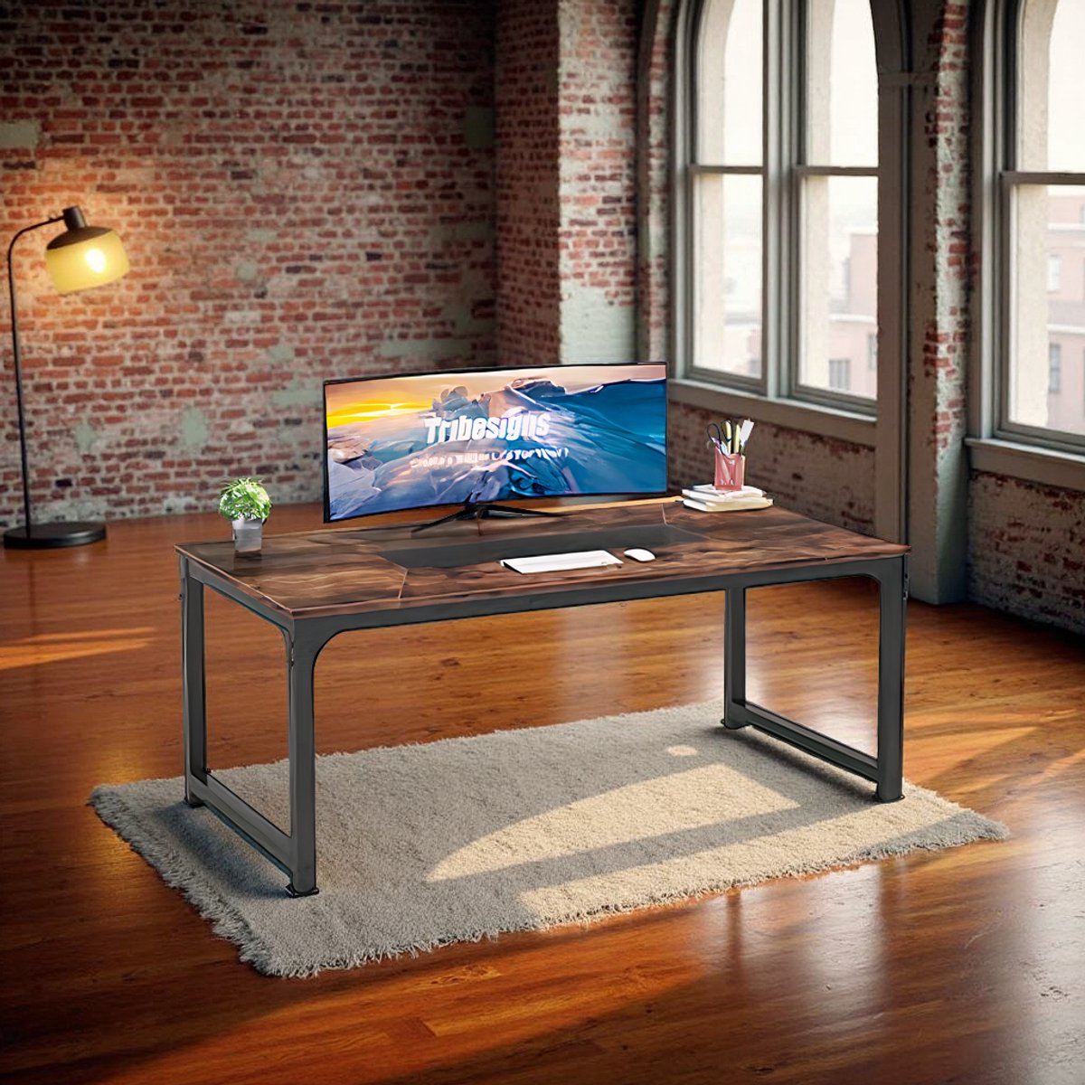 Groot Computer Bureau 140 cm – PC Werktafel met Lade en Massief...