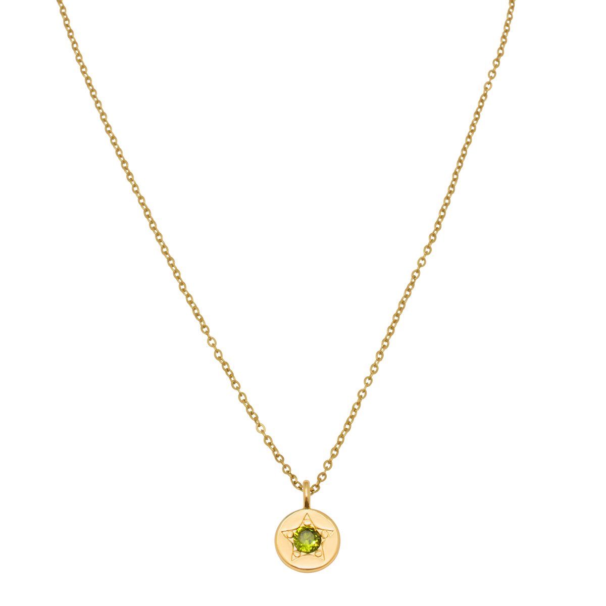 Essenza Green Star Charm Necklace Gold