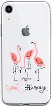 SimarProducts Apple Iphone XR transparant siliconen hoesje - Pink Flamingo