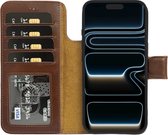 Lykke iPhone 17 Pro Hoesje- Echt Leren Hoesje met MagSafe -Pasjeshouder- Uitneembare Backcover –Bruin