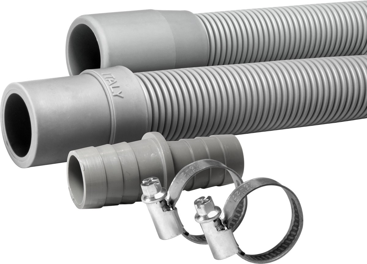 1,5m Dparts afvoerslang verlengset - 19 x 21 mm - wasmachine en vaatwasser afvoer slang verlengen - afvoer waterslang verlengslang - wasmachineslang — afbeelding 2
