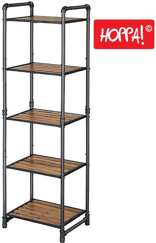 Hoppa! Magazijnstelling - Opbergrek, stellingkast, werkplaatskast, 40x30x130 (BxDxH), belastbaar tot 875 kg (175 kg per plank), 5 verstelbare legplanken, metalen legplank, legplank zonder bouten, zwaar rek, kelderrek voor zwaar gebruik - Bruik