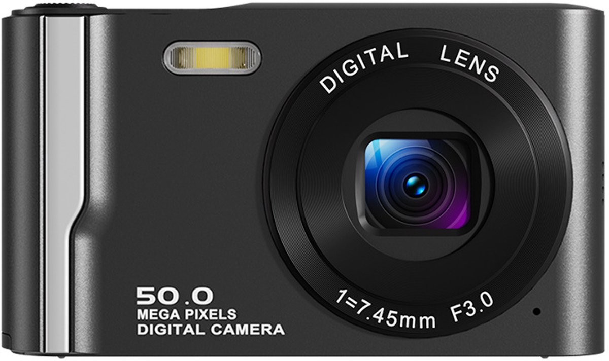Digitale camera - Autofocus 4K Vlogging-camera voor fotografie met anti-shake, 50MP compacte point-and-shoot digitale camera voor kinderen met 16x zoom, 1 batterij, 32GB kaart (zwart)