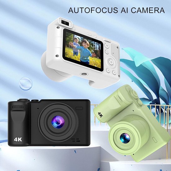 Appareil Photo Numérique 4K Avec Double Caméra Et Autofocus – 48MP, Zoom 16x, Écran 2.8", Carte 32 Go Incluse – Idéal Pour Débutants Et Vlogging (Noir)