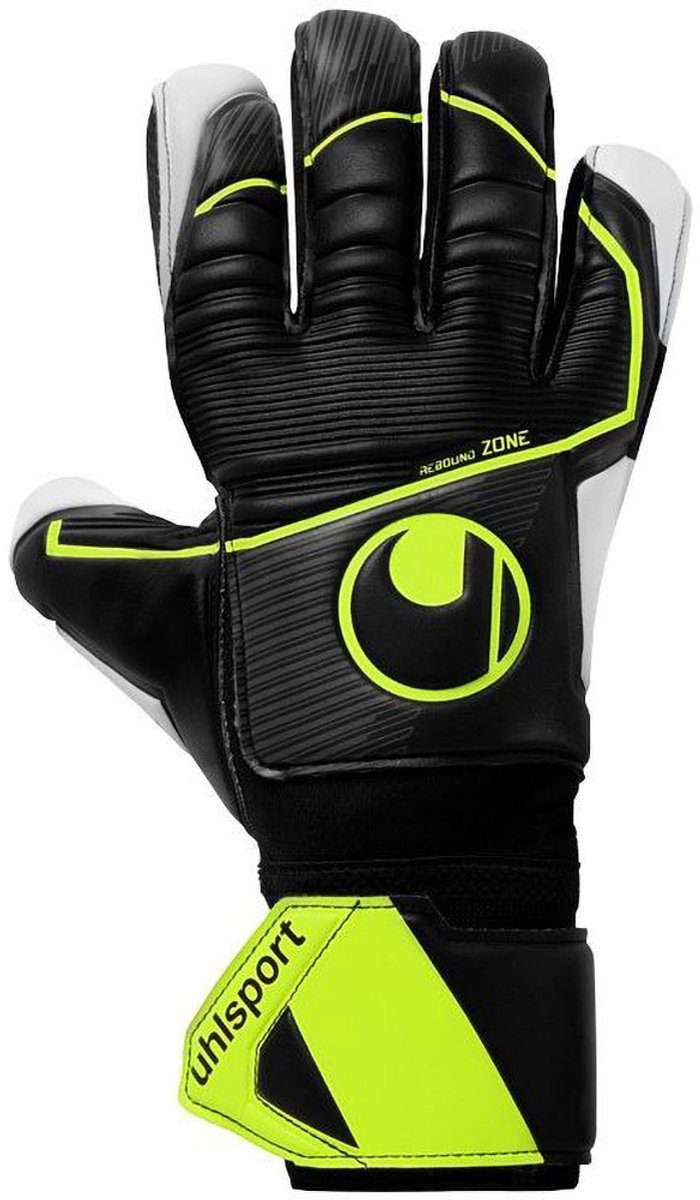 Uhlsport Supersoft HN Flex Frame Black Fluo Yellow Keepershandschoenen - Maat 7