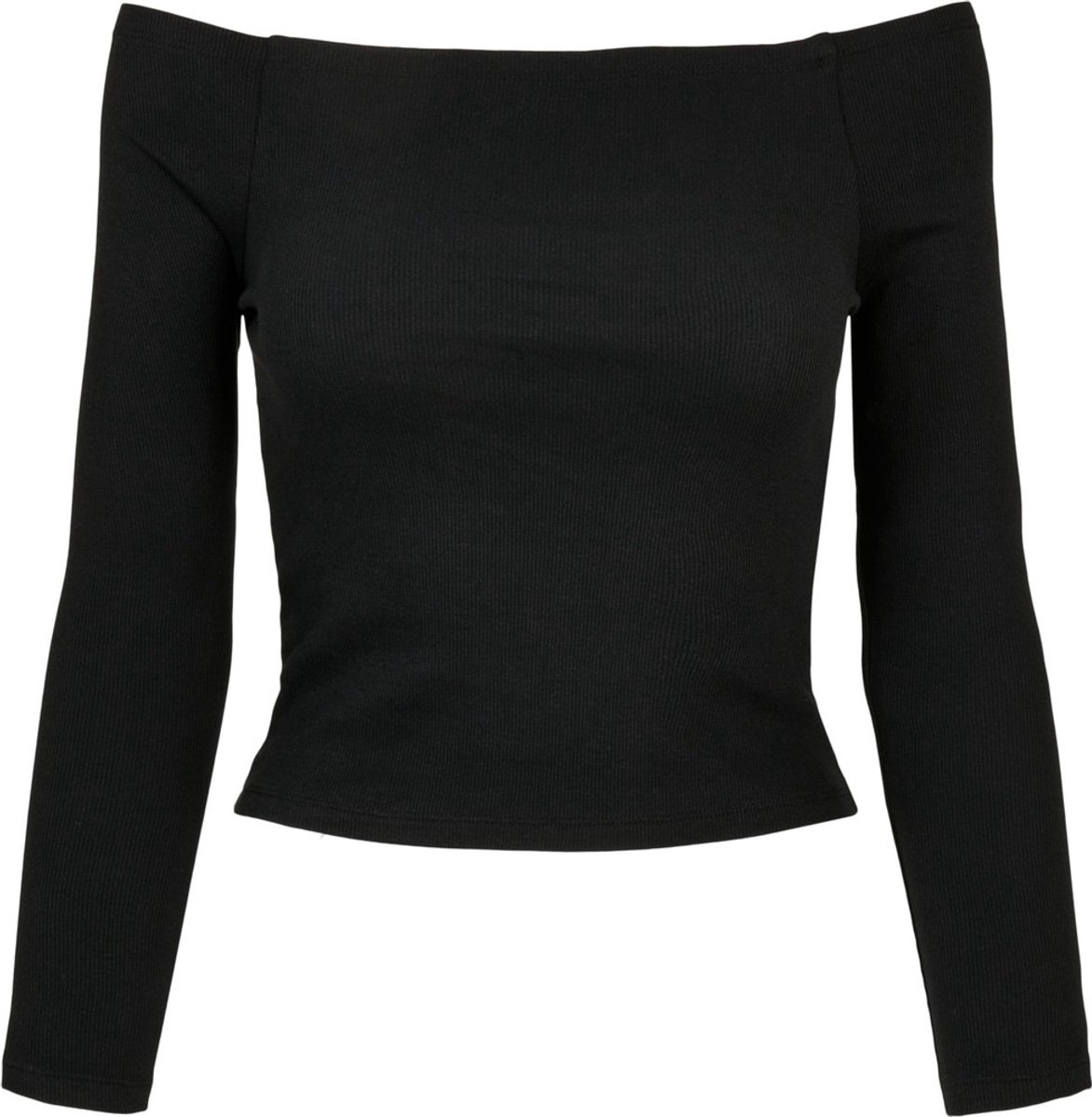 Urban Classics Off shoulder Rib Longsleeve top L Zwart