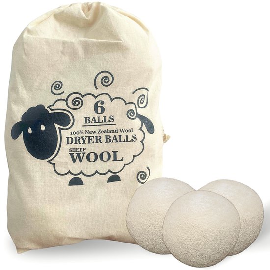 6 boules de séchage XL - Boules de séchage en 100 % laine de mouton - Boules de séchage réutilisables - Vizirettes - Temps de séchage raccourci - Économie d'énergie