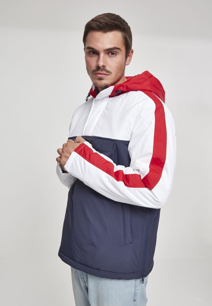 Urban Classics Winter Jacket 3-Tone Padded Pull Over Hooded Jacket -M Wit
